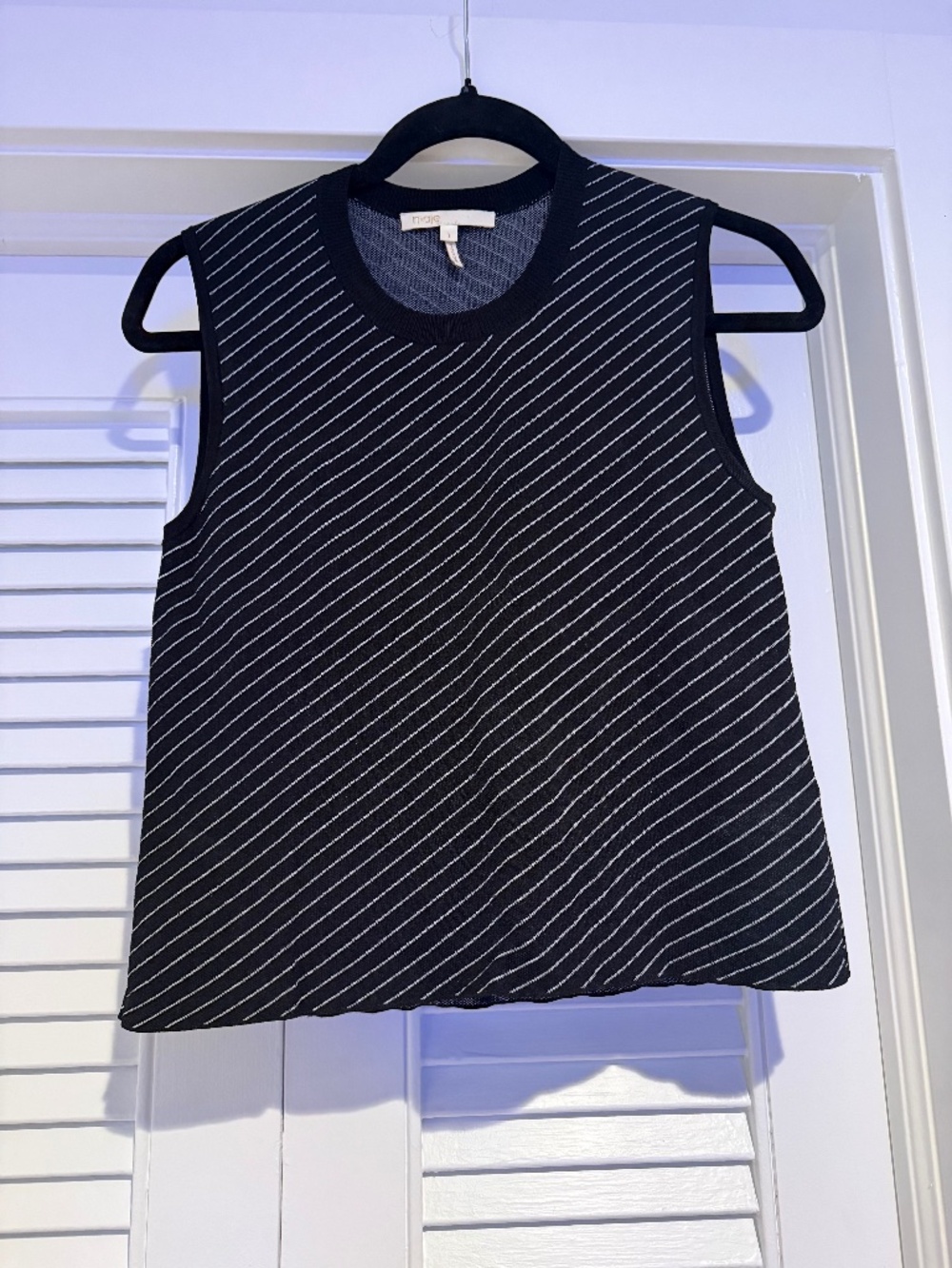 Maje, Black & White Striped Vest, Size 1